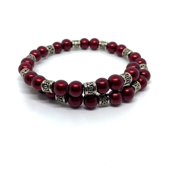 Red and Silver Adjustable Wrap Bracelet - Picture 4 of 8